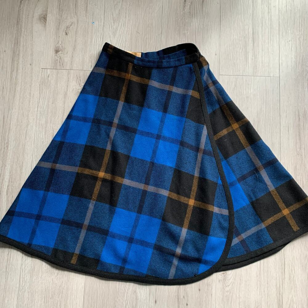 Vintage 1950s Pendleton Plaid Wrap Skirt Size XS